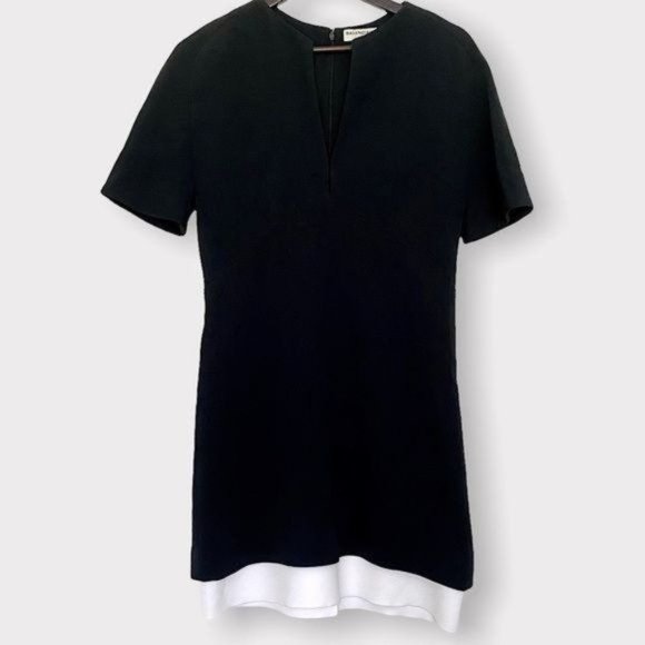 BALENCIAGA Paris Vintage Minimalist Dropped shoulder Mini dress Sz 40 US S EUC - Picture 1 of 17